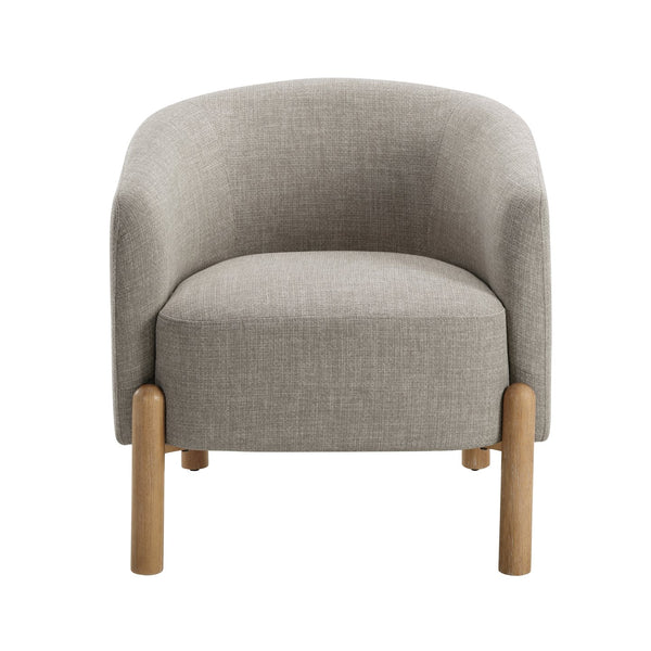 English Elm Style Barrel Accent Chair with Textured Fabric Upholstery, Solid Wood Legs, Foam-Pocket Coil Comfort and 300lb Capacity taupe 27 L x 25.5 W x 21.5 H B011P304991