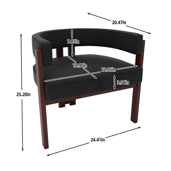 English Elm Modern Chenille Barrel Dining Chair with Metal Base, Plush Foam Seat, Compact Accent Seat for Home Black W395P233457