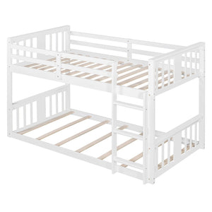 English Elm Twin Over Kids Bunk Bed Solid Pine Frame Gray Finish with Safety Guardrail N708P242163K
