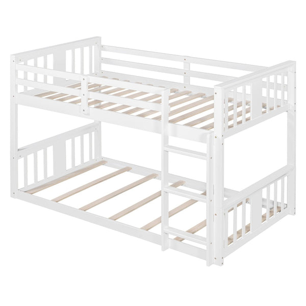 English Elm Twin Over Kids Bunk Bed Solid Pine Frame Gray Finish with Safety Guardrail N708P242163K
