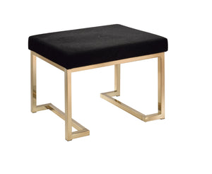 English Elm Boice Black Fabric Ottoman with Champagne Metal Base — Rectangular Backless Padded Seat, 18" Height B2726P290373