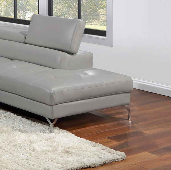 English Elm Light Gray Contemporary 2pc Sectional Sofa Set with Right Chaise, Adjustable Headrests & Armrest B011S01202