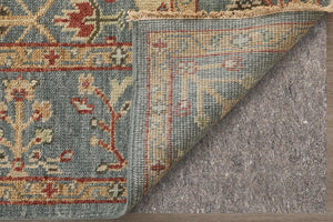 Feizy Rugs Carrington Hand Knotted Premium Wool Rug With Traditional Oushak Motifs And Elegant Fringe Accents Blue,Red,Gold Wool 9826499fblurste50