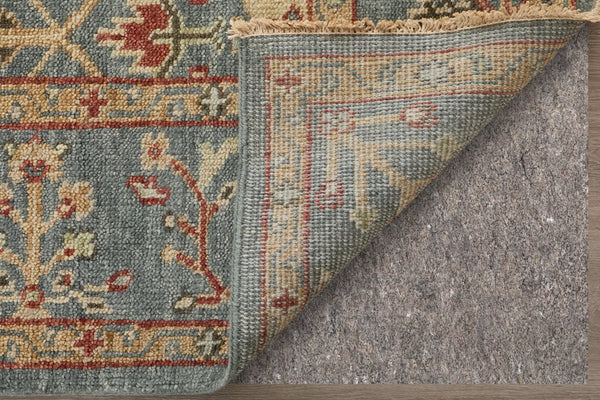 Feizy Rugs Carrington Hand Knotted Premium Wool Rug With Traditional Oushak Motifs And Elegant Fringe Accents Blue,Red,Gold Wool 9826499fblurste50