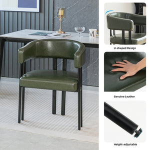 English Elm Modern Barrel Dining Chairs Set of 2 Faux Leather Wraparound Seat Metal Frame Green W3394P444216