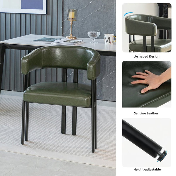 English Elm Modern Barrel Dining Chairs Set of 2 Faux Leather Wraparound Seat Metal Frame Green W3394P444216