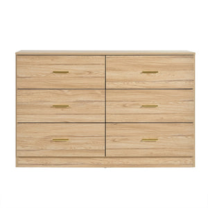 English Elm Modern Six Drawer Wide Chest Matte Hardware Bedroom Closet Organizer Storage Unit Natural W1785P379415