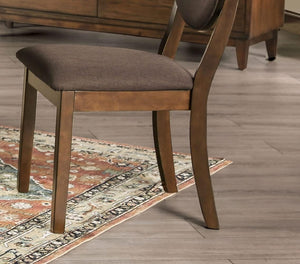 English Elm Set of 2 Transitional Walnut Side Chairs with Curved Legs, Dark Chocolate Fabric Padded Seats and Backs B011P214576