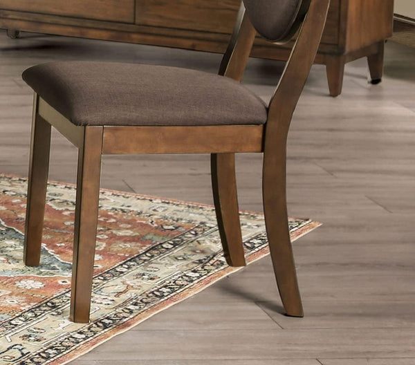 English Elm Set of 2 Transitional Walnut Side Chairs with Curved Legs, Dark Chocolate Fabric Padded Seats and Backs B011P214576