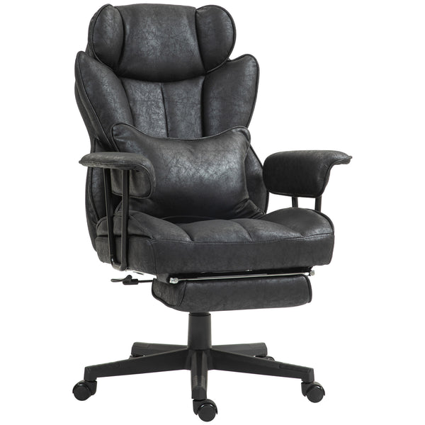 English Elm Homcom Big And Tall Executive Office Chair With Footrest, Lumbar Support, And Recline - Black W2225P250011