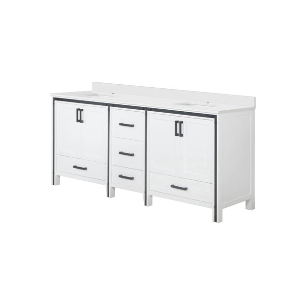 English Elm White Double Bath Vanity 80" W X 22" D With Scratch-Resistant Cultured Marble Top & Ample Storage B2731P260736-GIGA