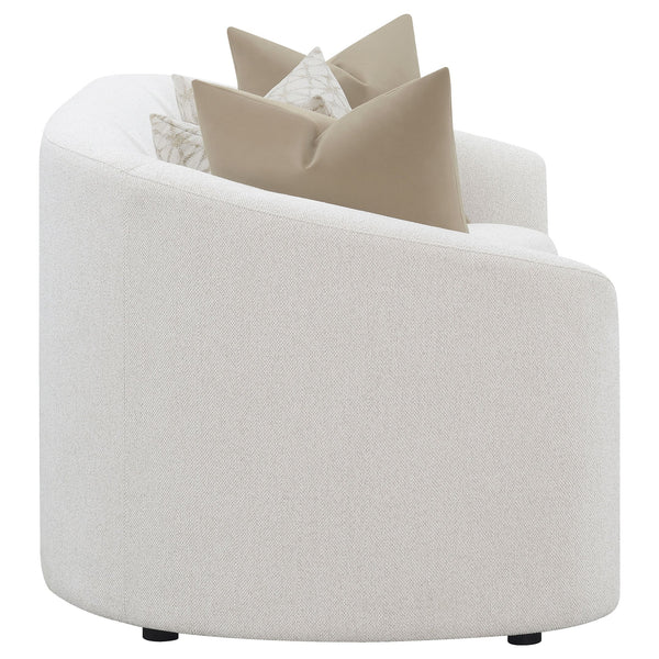 English Elm Rory Latte Bouclé Sloped Arms Sofa with Pillows — Curved Vintage Chic, Plush Comfort, 88.5"W Lounge B062P358205