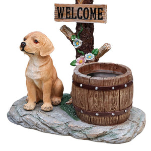 English Elm Labrador Solar Garden Statue with Led Glow and Built-in Succulent Planter Basin W5398P464237