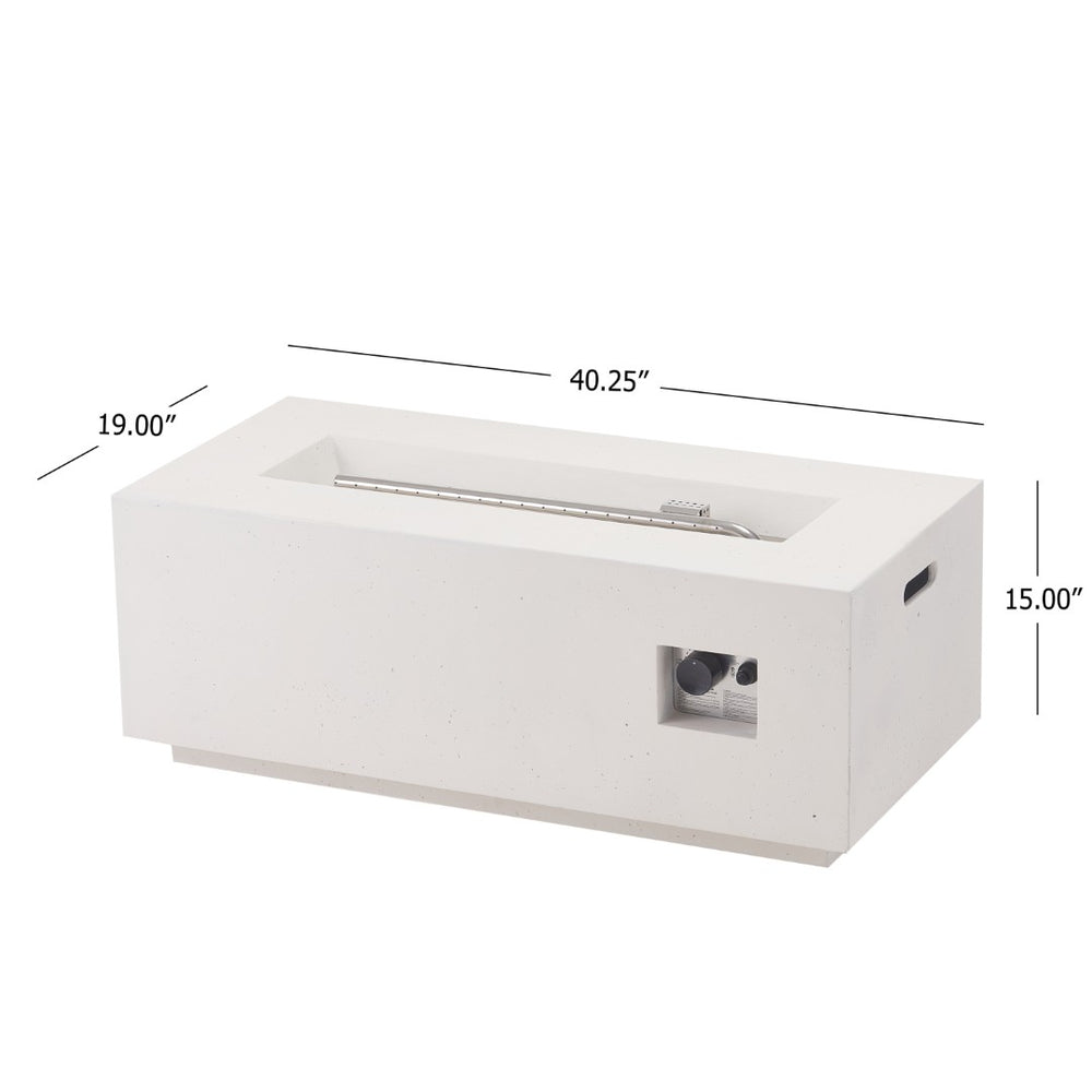 English Elm 40" Rectangular Mgo Concrete Propane Fire Pit 40000 Btu Patio Gathering Table N772P390491W