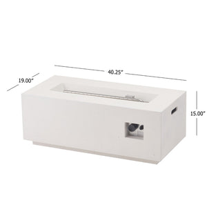 English Elm 40" Rectangular Mgo Concrete Propane Fire Pit 40000 Btu Patio Gathering Table N772P390491W