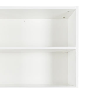 English Elm 63" Large Kitchen Hutch Cabinet with Microwave Shelf, 4 Doors & Drawers, Cable Management Storage White W331S00167