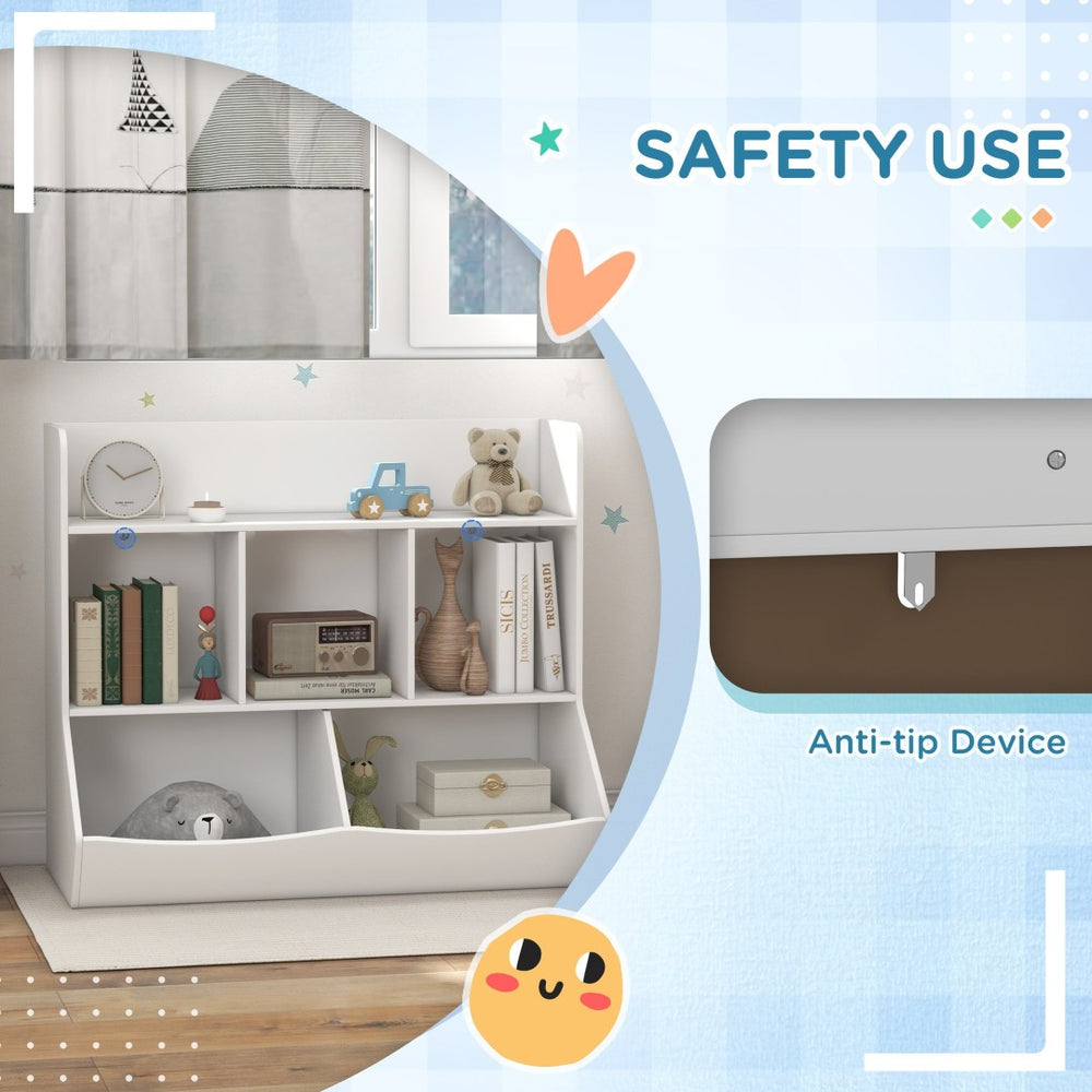 English Elm Qaba Kids Toy Shelf - 3-Tier, 5-Compartment Bookcase With Safety Features For Playroom & Nursery W2225P200405-GIGA