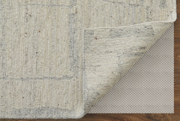 Feizy Rugs Navaro Hand-woven Wool & Viscose Rug – Elegant Geometric Design For Modern And Scandinavian Spaces Ivory,Gray,Blue Wool,Viscose Nav8913fivygryf99