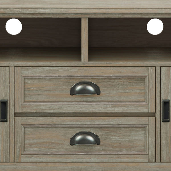 English Elm Burlington Solid Wood Tall TV Media Stand with Storage Drawers, Adjustable Shelves & Cord Management Light Brown B136P158513