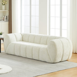 English Elm Chenille Cloud Sofa with Quilted Seat and Piano Backrest for Modern Living Spaces Beige W834P442222