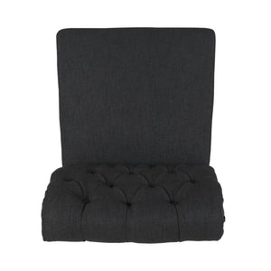 English Elm Christopher Knight Home® - BROXTON Tufted Roll-Top Dining Chair Set of 2 with Stain-Resistant Fabric, Plush Padded Comfort Dark Gray 52454.00LDGRY