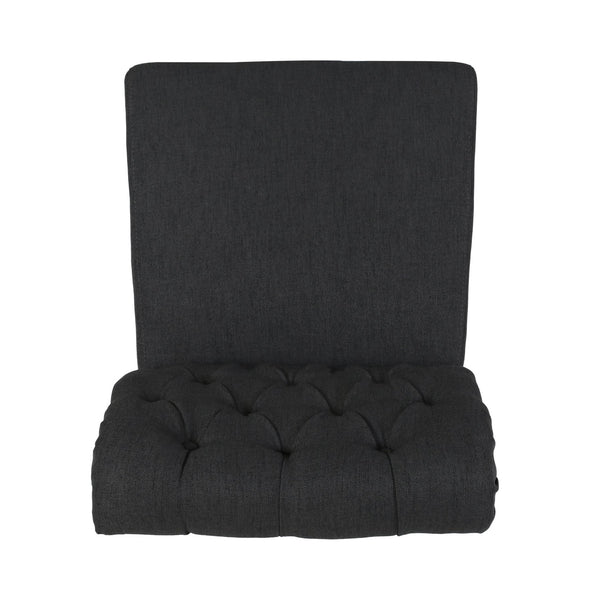 English Elm Christopher Knight Home® - BROXTON Tufted Roll-Top Dining Chair Set of 2 with Stain-Resistant Fabric, Plush Padded Comfort Dark Gray 52454.00LDGRY