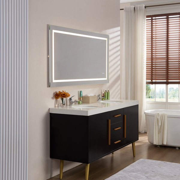 English Elm 60x30inch LED Bathroom Mirror with RGB Gradient, 3000-6000K Dimmable, Anti-Fog IP54, UL-Certified Mountable W2091P338771