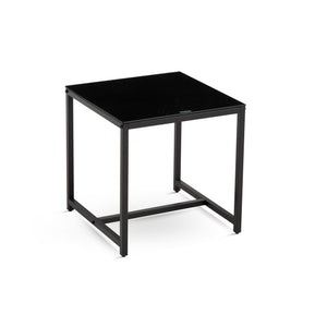 English Elm 2 Glass Side Table with Tempered Top and Metal Legs — Durable Waterproof End Table for Living Room, Patio Black W1718P362694