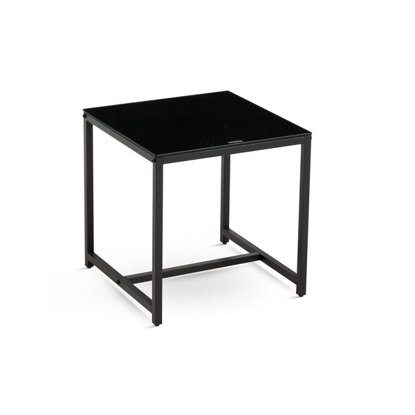 English Elm 2 Glass Side Table with Tempered Top and Metal Legs — Durable Waterproof End Table for Living Room, Patio Black W1718P362694