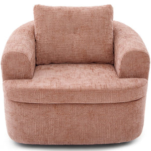 English Elm 360° Swivel Sofa Chair with Dual-Layer Cushion, Tufted Back & Iron Base for Living Room Comfort Pink N719P351870P