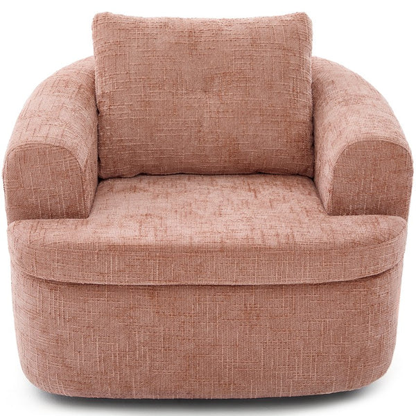 English Elm 360° Swivel Sofa Chair with Dual-Layer Cushion, Tufted Back & Iron Base for Living Room Comfort Pink N719P351870P
