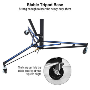 English Elm Drywall Hoist 11 Foot Steel Panel Lift with Telescopic Arm Winch and Locking Casters Black W2069P293026