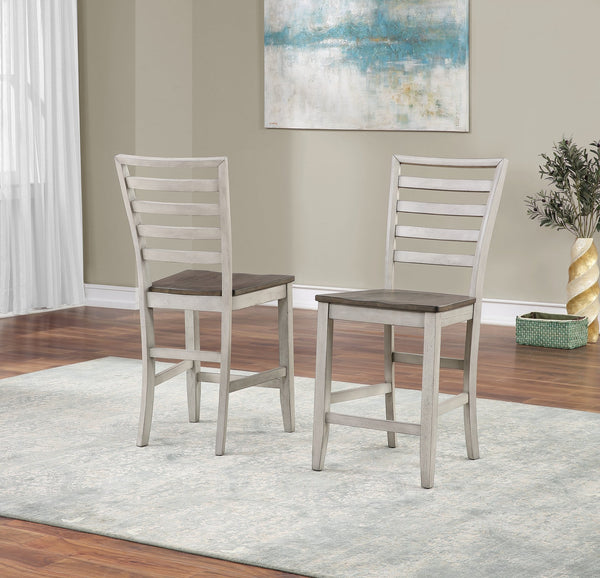 English Elm Steve Silver - Abacus 5-Piece Counter Height Dining Set with Double Drop Leaf, Ladderback Chairs, Smoke Grey Finish B081S00087