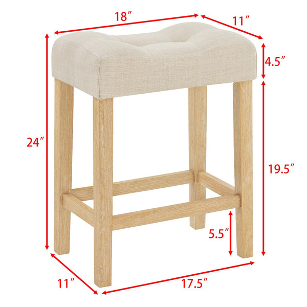 English Elm 59 Inch Bar Table Set with Power Outlet Rubberwood Frame and 3 Linen Stools Light Oak W2972P385256