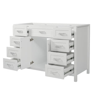 English Elm Christopher Knight Home® - 47" Bathroom Vanity Cabinet Base with 2 Soft-Close Doors & 8 Drawers, Pine Legs, Modern Classic Appeal White N759P337621K