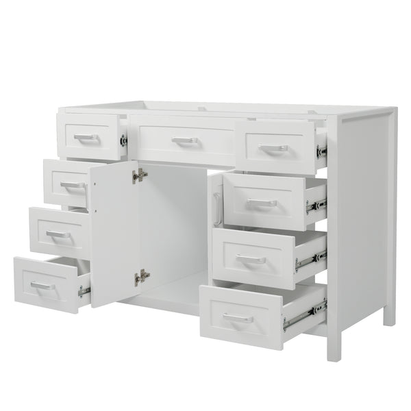 English Elm Christopher Knight Home® - 47" Bathroom Vanity Cabinet Base with 2 Soft-Close Doors & 8 Drawers, Pine Legs, Modern Classic Appeal White N759P337621K