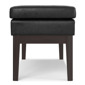 English Elm Carlson Faux Leather Upholstered Bench Vintage Padded Seat for Entryway or Bedroom Distressed Black B136P436937