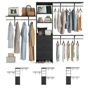 English Elm Closet Organizer - Versatile High-Capacity Rack With Drawers & Expandable Hanger Rods For Stylish Storage T3623P409115