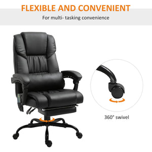English Elm Vinsetto Ergonomic High Back Massage Office Chair With 6 Vibration Points And Adjustable Footrest W2225P217487-GIGA