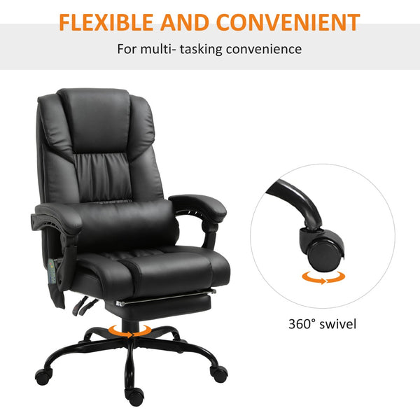 English Elm Vinsetto Ergonomic High Back Massage Office Chair With 6 Vibration Points And Adjustable Footrest W2225P217487-GIGA