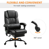 English Elm Vinsetto High Back Massage Office Chair With 6 Vibration Points, Pu Leather Reclining Computer Chair, Ergonomic Office Chair With Footrest Adjustable Height and Remote, Black