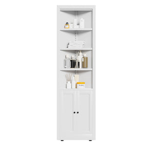 English Elm 71" Tall Corner Cabinet Steel Frame 5 Tier Adjustable Shelving Pantry Bathroom Storage T2398P442670