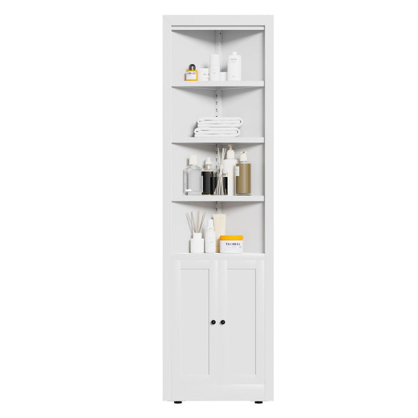 English Elm 71" Tall Corner Cabinet Steel Frame 5 Tier Adjustable Shelving Pantry Bathroom Storage T2398P442670