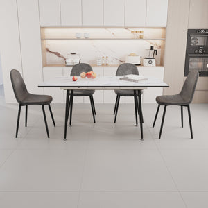 English Elm 47"-63" Extendable Dining Table & Modern Grey Chairs Set For 2-6, Stylish Mdf & Metal Design W2189S00208