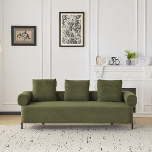 English Elm Christopher Knight Home® - 78" Modern 3-Seater Upholstered Sofa with Plush Pillows, Bouclé Fabric, Sturdy Frame, Cozy Style Green N767P308857G