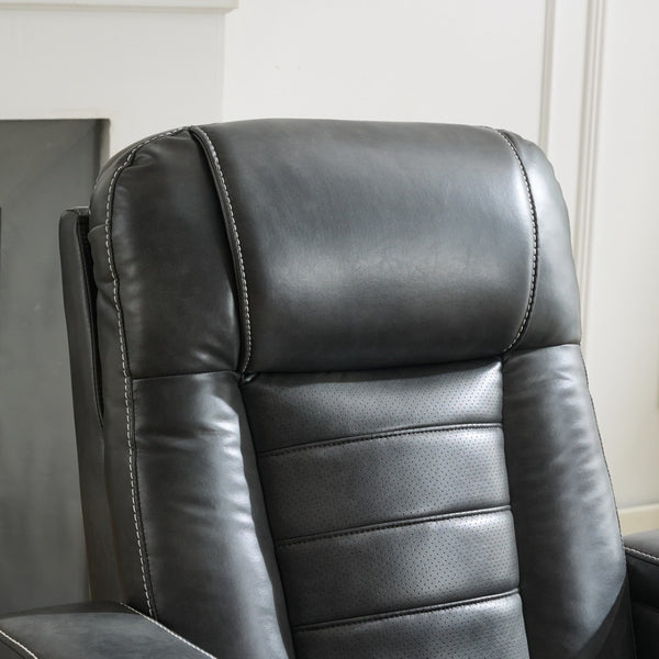 English Elm P42 Power Recliner with Led Lighting Wireless Charging and Faux Leather Home Theater Seat W1805P211241