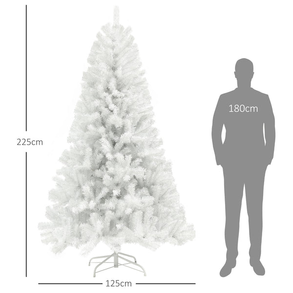 English Elm Homcom 7.5Ft White Artificial Christmas Tree With 1346 Branch Tips, Auto-Open Design & Steel Base W2225P249635