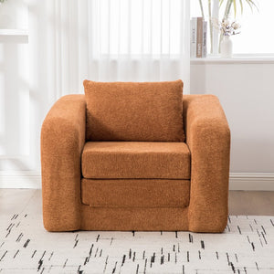 English Elm 40" Chenille Cloud Floor Chair Convertible Sleeper Sofa Lounge for Dorm Apartment Bedroom Orange W3118P388896