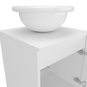 English Elm Bathroom Sleek Single-Door Vanity with Integrated Sink — Modern Minimalist Engineered Wood Storage, Durable & Eco-Friendly White 26.38 L x 22.44 W x 11.42 H B097P296810