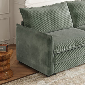 English Elm Corduroy Loveseat Sofa Couch - Cozy 2-Seat Upholstered Design With Deep Cushions & 2 Pillows W834S00412